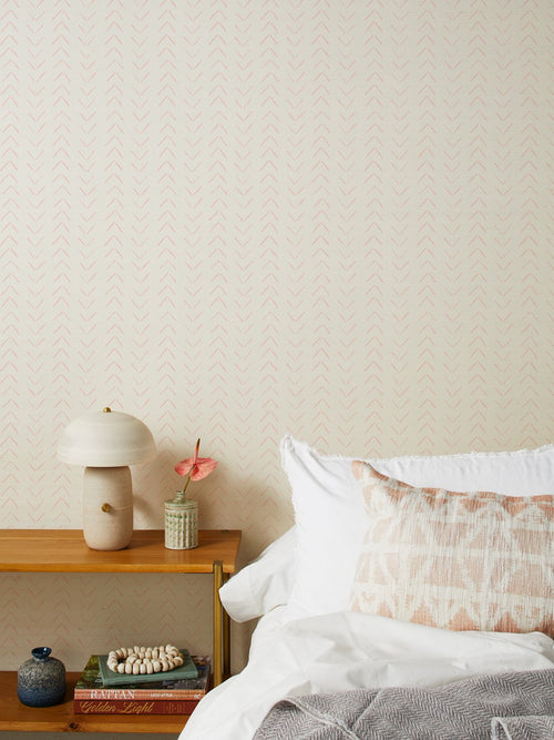 'Arrows' Grasscloth Wallpaper by Nathan Turner - Pink - Grasscloth Roll - Sample