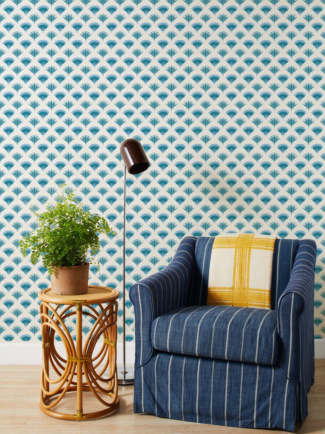 'Lotus & Papyrus' Grasscloth Wallpaper by Tea Collection - Blue - Grasscloth Roll - Sample