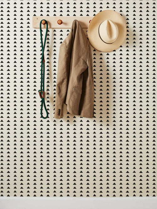 'Triangles' Grasscloth Wallpaper by Nathan Turner - Black - Grasscloth Roll