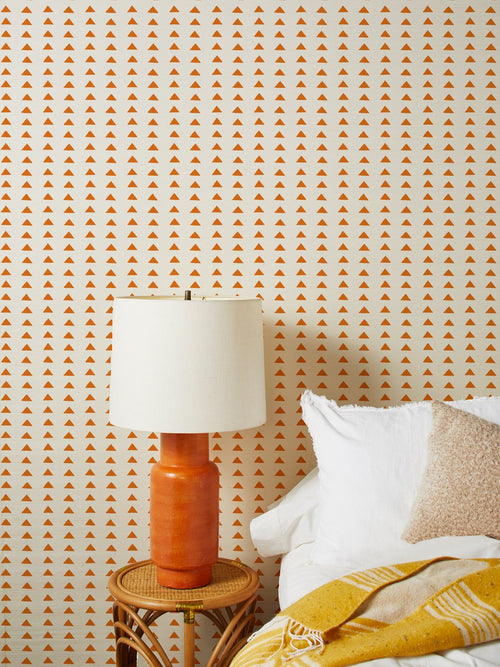 'Triangles' Grasscloth Wallpaper by Nathan Turner - Terracotta - Grasscloth Roll