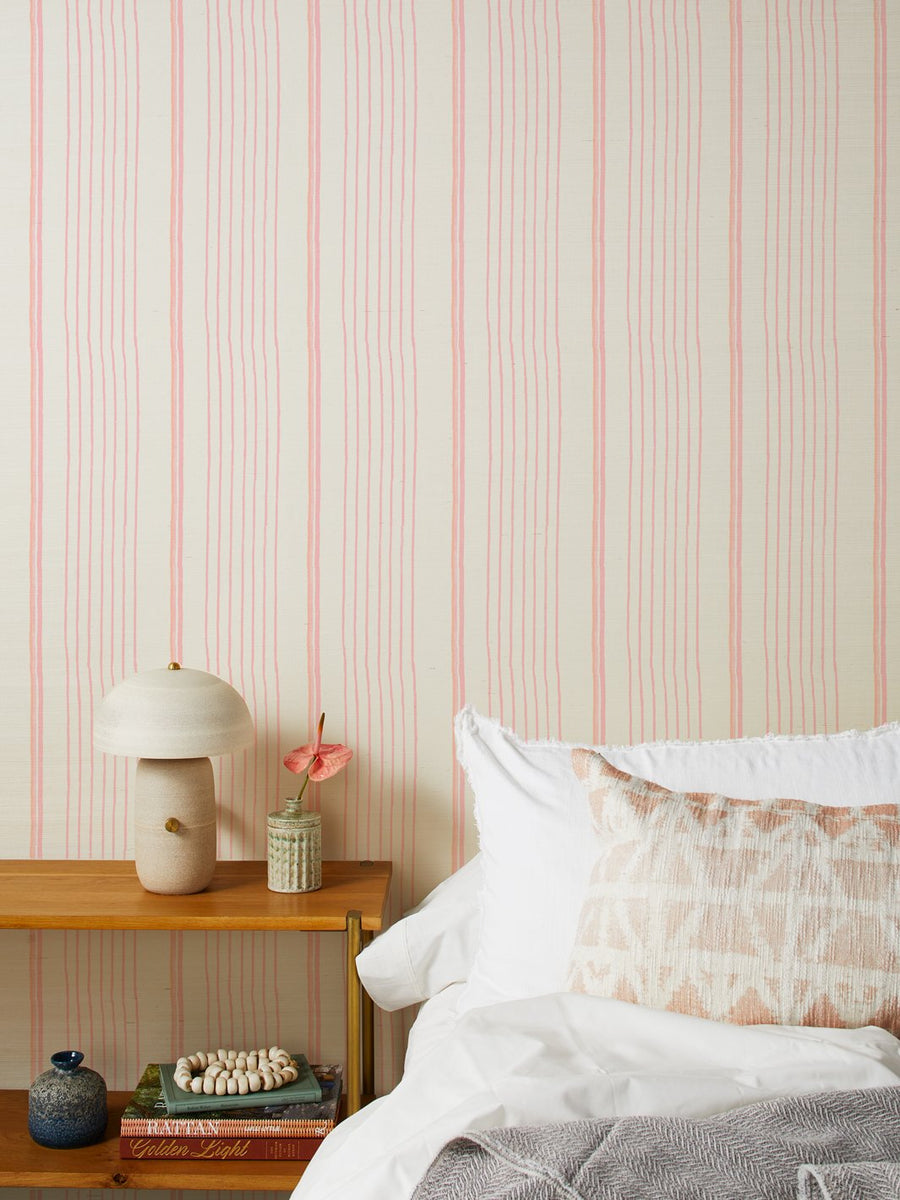 'Two Tone Stripe' Grasscloth Wallpaper by Nathan Turner - Creamsicle - Grasscloth Roll