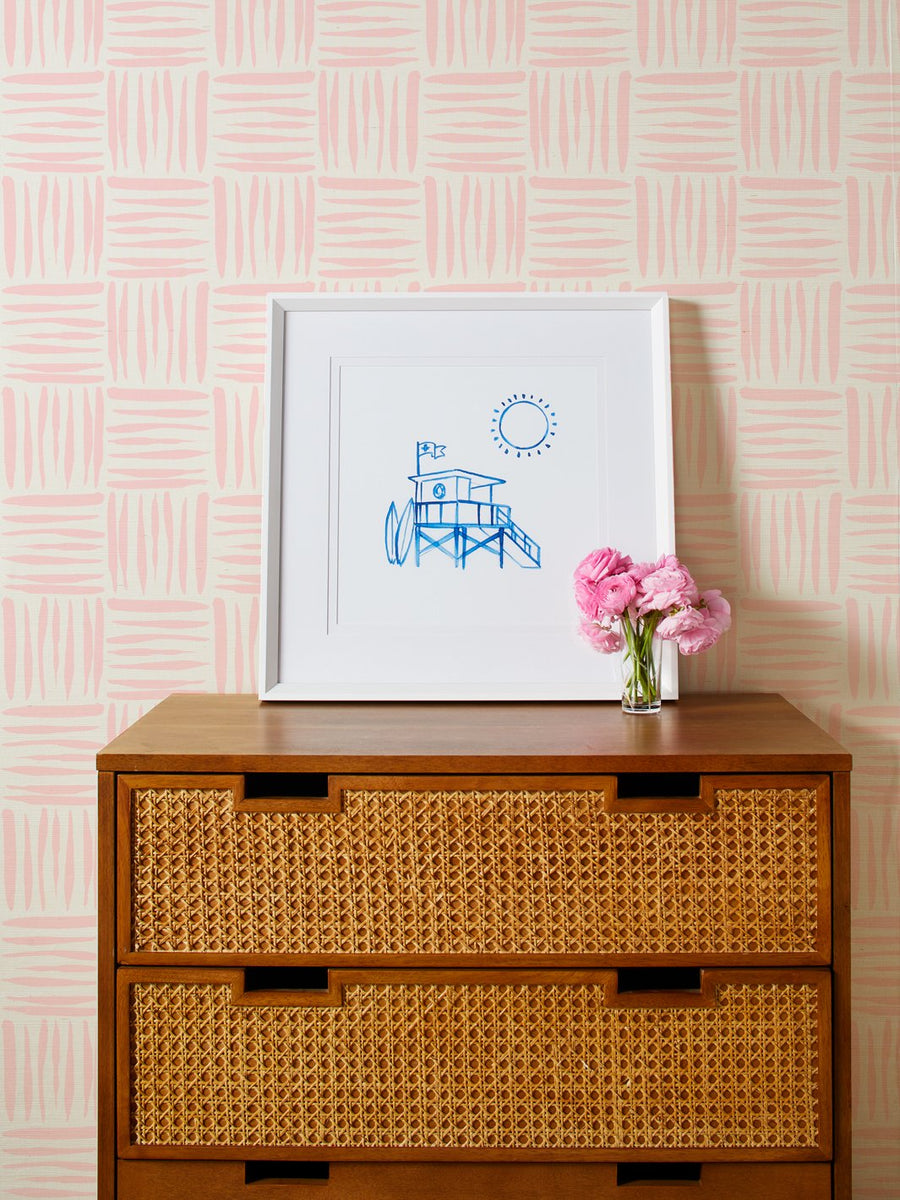'Watercolor Weave Small' Grasscloth Wallpaper by Wallshoppe - Ballet Slipper - Grasscloth Roll - Sample