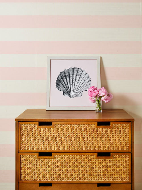 'Wide Stripe' Grasscloth Wallpaper by Wallshoppe - Ballet Slipper - Grasscloth Roll