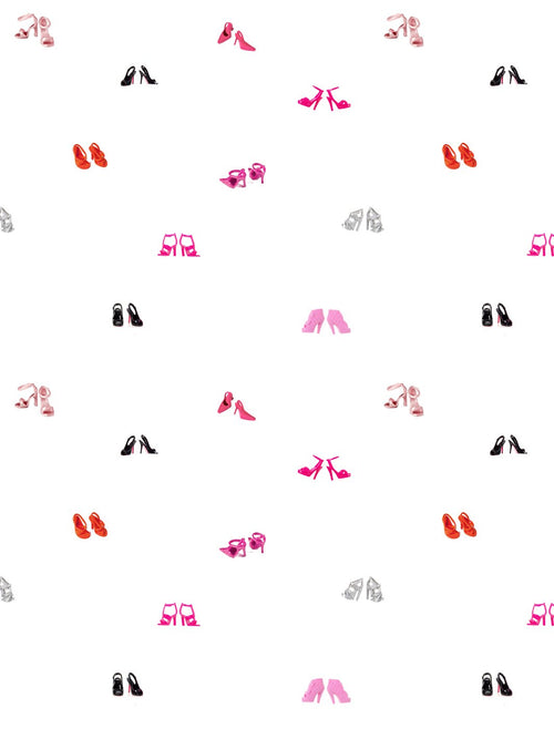 'Heel Toss' Wallpaper by Barbie™ - White - Traditional