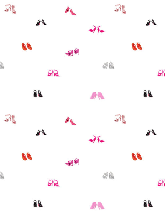 'Heel Toss' Wallpaper by Barbie™ - White - Traditional