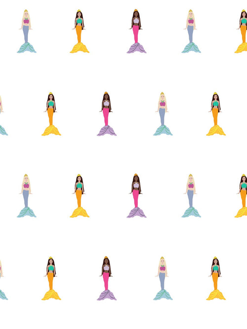 9FT REMOVABLE VINYL - 'Mermaids' Wallpaper by Barbie™ - White