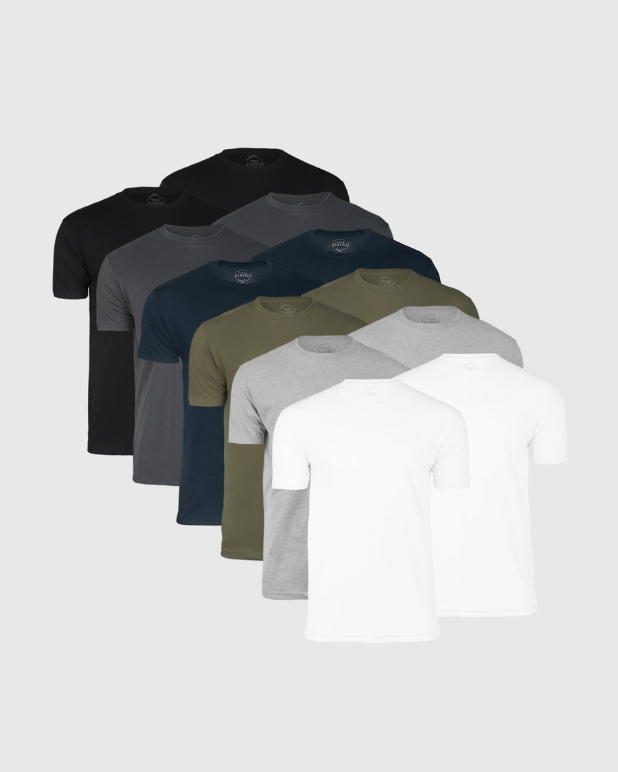 True Classic Crew Neck T-Shirt Wardrobe 12-Pack | Cotton Blend | Athletic Cut | Small