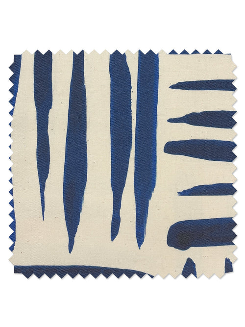 'Watercolor Weave Small' Organic Twill Fabric by Wallshoppe - Blue - RAW CANVAS / SAMPLE