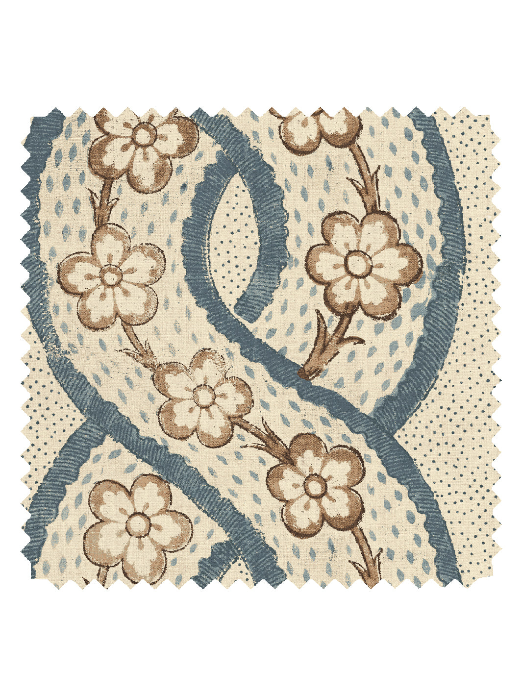 'Whitby' Tea Stained Linen Fabric by Nathan Turner - Blue Brown - LINEN / YARD