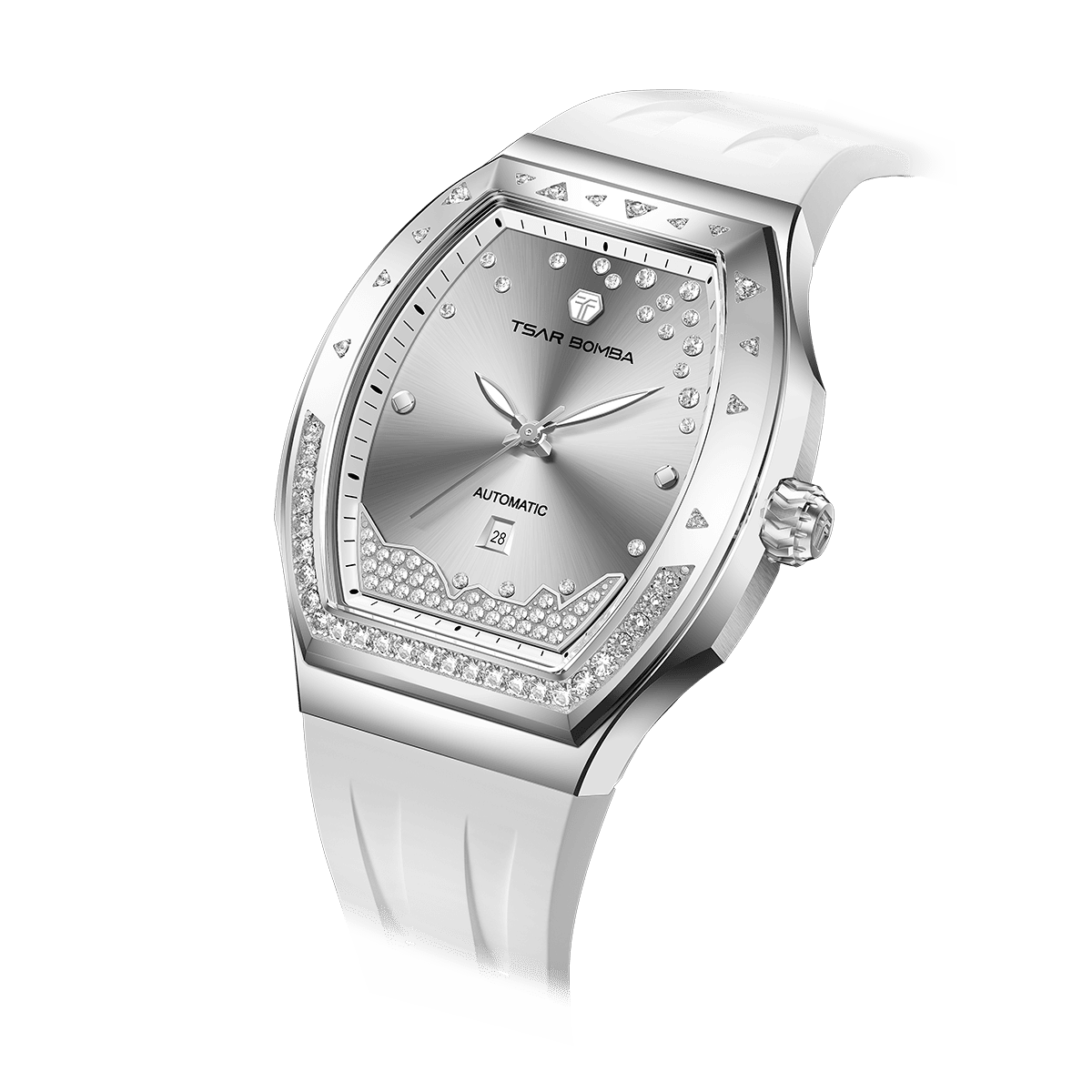 Tsar Bomba Women's Automatic Watch | White Silver | 35mm | Sapphire Crystal | Japanese Movement | 5ATM Water-Resistant | TB8233L