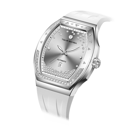 Tsar Bomba Women's Automatic Watch | White Silver | 35mm | Sapphire Crystal | Japanese Movement | 5ATM Water-Resistant | TB8233L