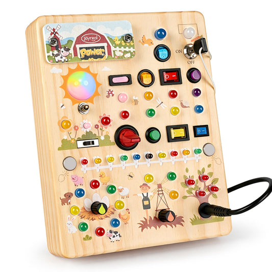 Wooden LED Power Busy Board for Toddlers | 39 Lights & 17 Switches