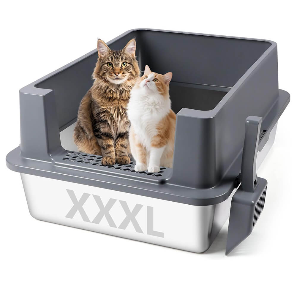 XXXL Dark Gray Stainless Steel Litter Box - Dark Gray / 27.6" H x 19.7" W x 11.8" H