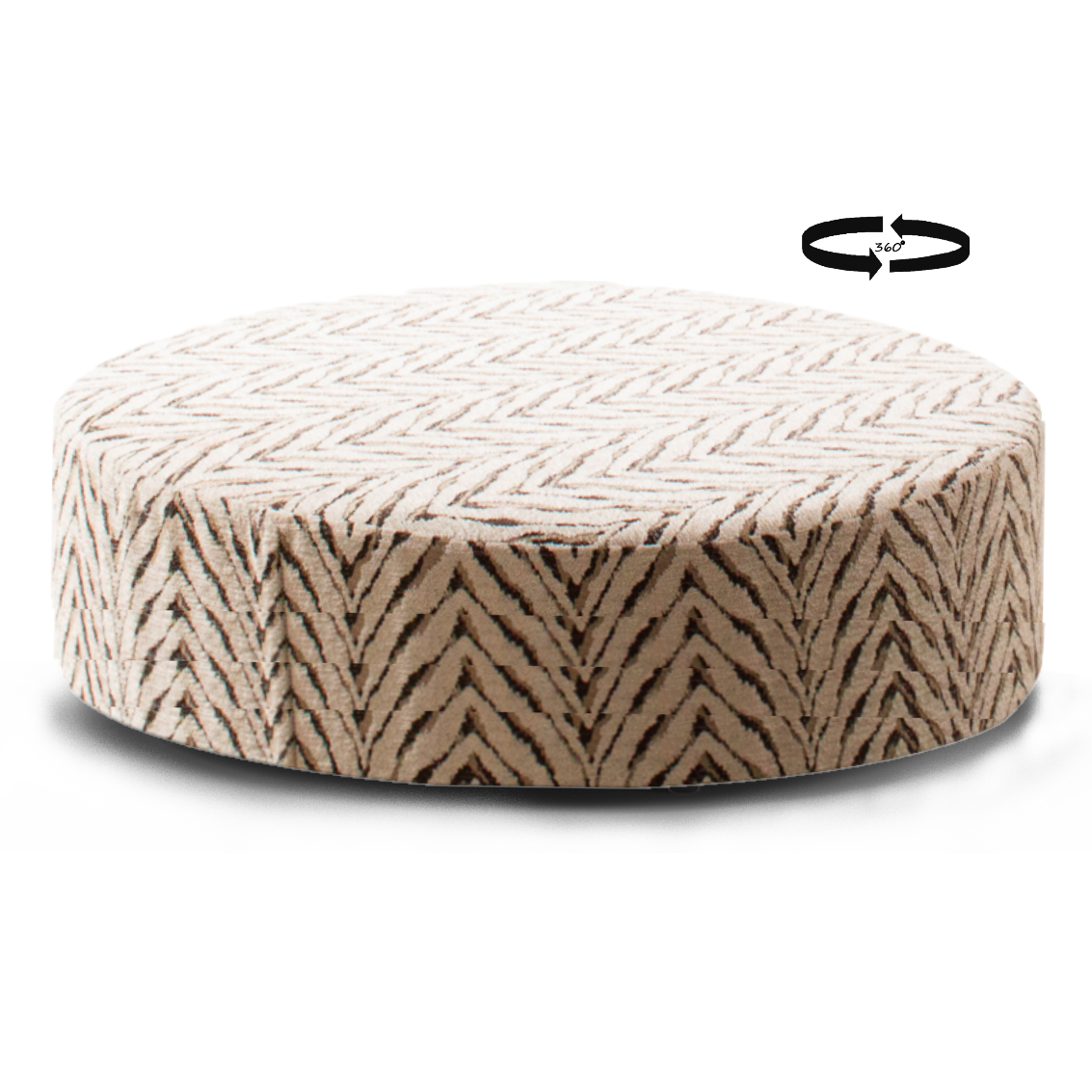 Alana Round Accent Footstool - Choice Of Static or Swivel Base - Swivel Base Footstool / Zuric Beige - Patterned Fabric