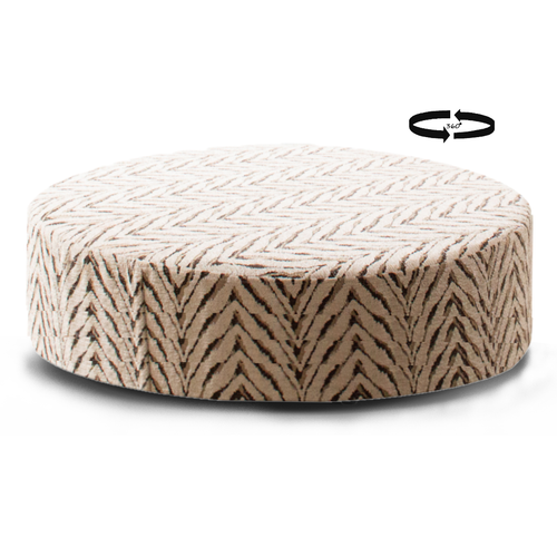 Alana Round Accent Footstool - Choice Of Static or Swivel Base - Swivel Base Footstool / Zuric Beige - Patterned Fabric