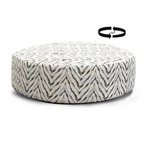 Alana Round Accent Footstool - Choice Of Static or Swivel Base - Swivel Base Footstool / Zuric Grey - Patterned Fabric