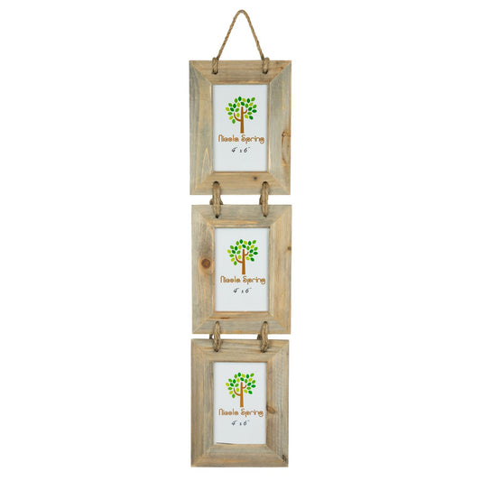 4" x 6" Wooden Hanging Triple Photo Frame