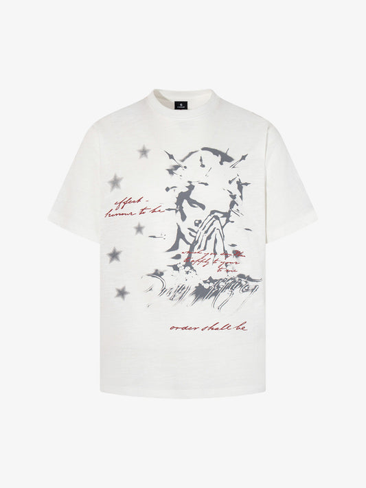 Abstract Portrait Star Graphic T-Shirt - White / M