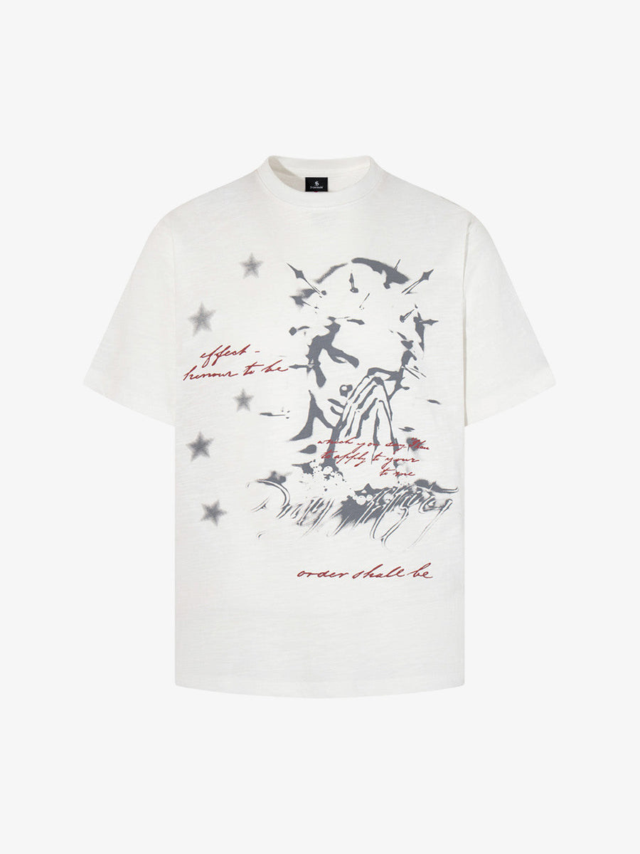 Abstract Portrait Star Graphic T-Shirt - White / M