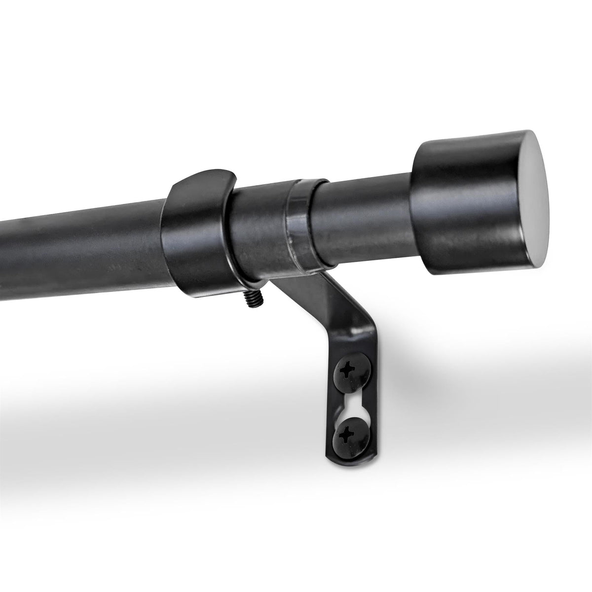 Extendable Matt Black Metal Curtain Pole Kit from 77cm to 250cm