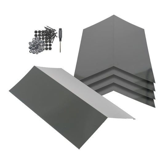 Metal Roofing Ridge Caps - 30 x 60cm - Anthracite - Pack of 5
