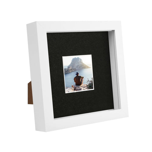 6" x 6" White 3D Box Photo Frame - with 2" x 2" Mount - Black Mount