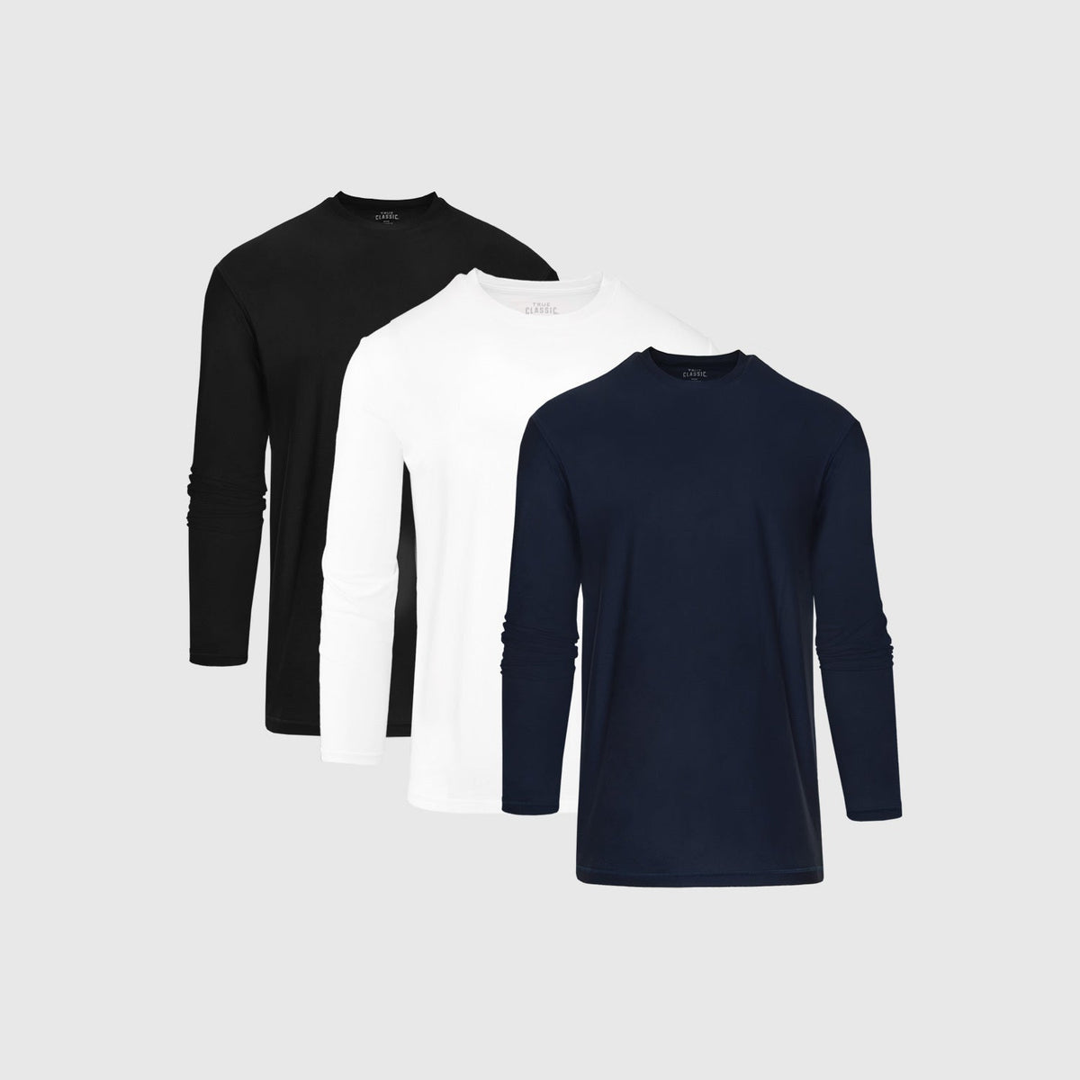 True Classic Standard Active Long Sleeve Crew T-Shirt 3-Pack | Cotton Blend | Athletic Cut | Small