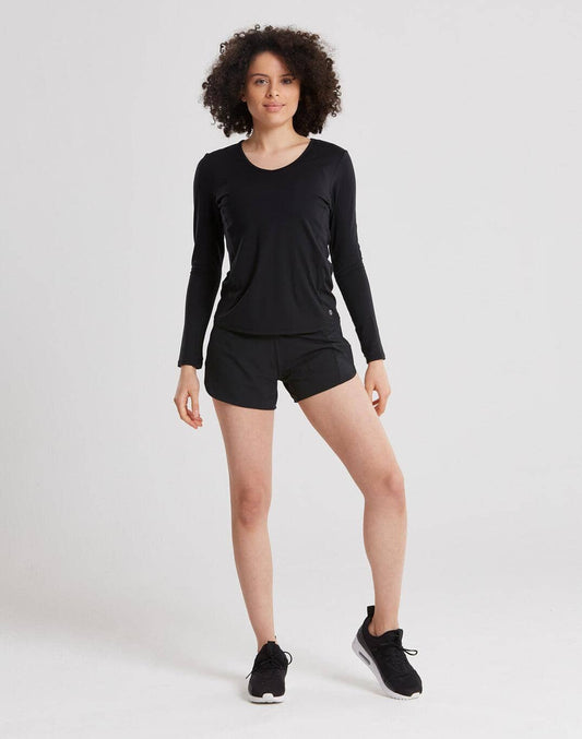 Advantage V-Neck Long Sleeve Tee in Black - XS/8 / Black