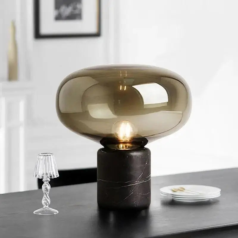 Amber Glass Table Lamp - Small Amber