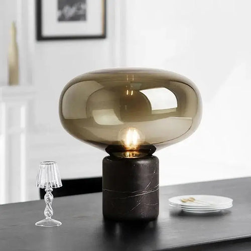 Amber Glass Table Lamp - Small Amber