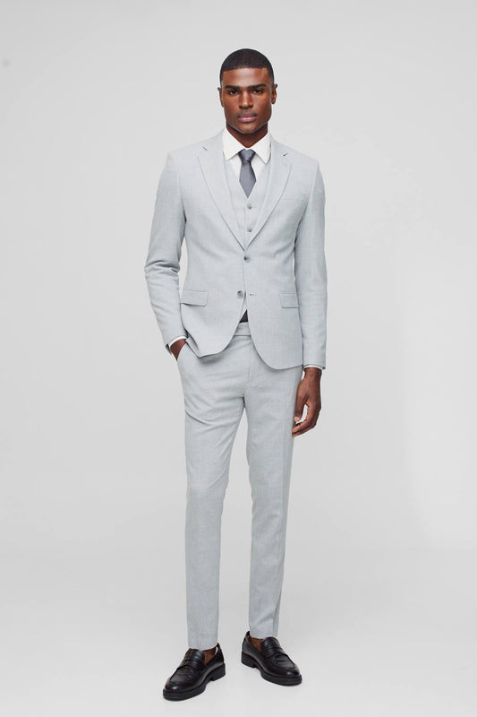 Men's Super Skinny Single Breasted Jacket | Grey | Size 42 | BOOHOOMAN