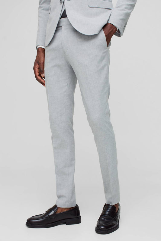 Men's Super Skinny Suit Trousers | Grey | Size 30 | BOOHOOMAN