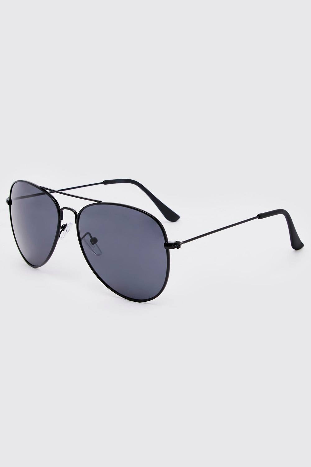 Men's Metal Aviator Sunglasses | Black | BOOHOOMAN