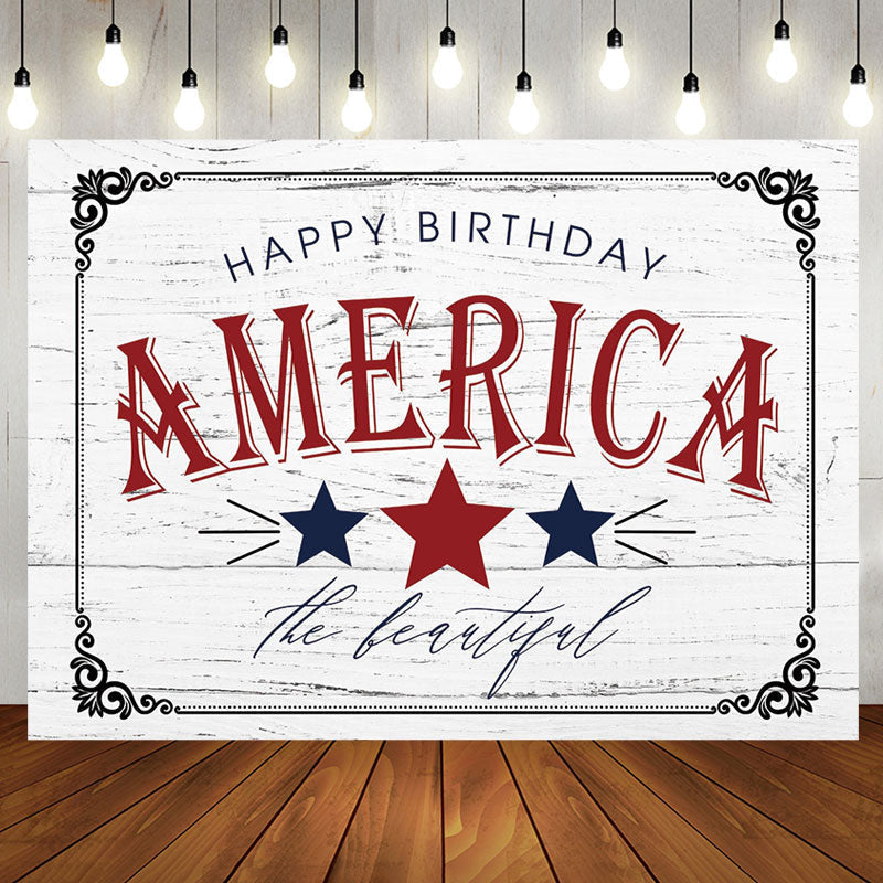 America Star Retro Grey Wood Grain Birthday Backdrop - Aperturee