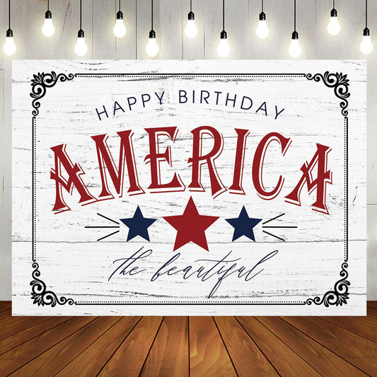 America Star Retro Grey Wood Grain Birthday Backdrop - Aperturee
