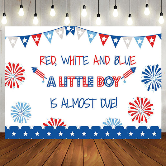American Flag Little Boy Baby Shower Party Backdrop - Aperturee