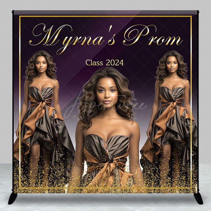 Black Purple Class 2024 Custom Grad Photo Backdrop - Aperturee