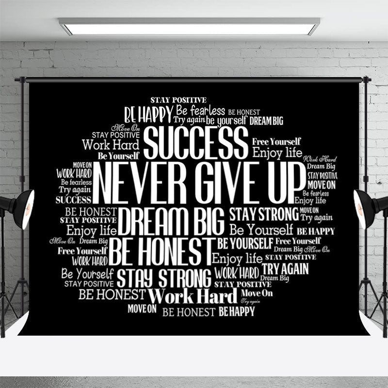 Black White Inspirational Quotes Backdrop For Party - Aperturee