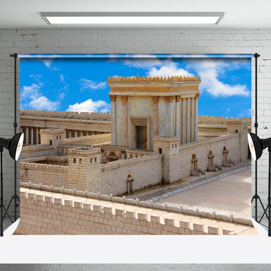 Blue Sky Retro Architecture Photograph Backdrop - Aperturee