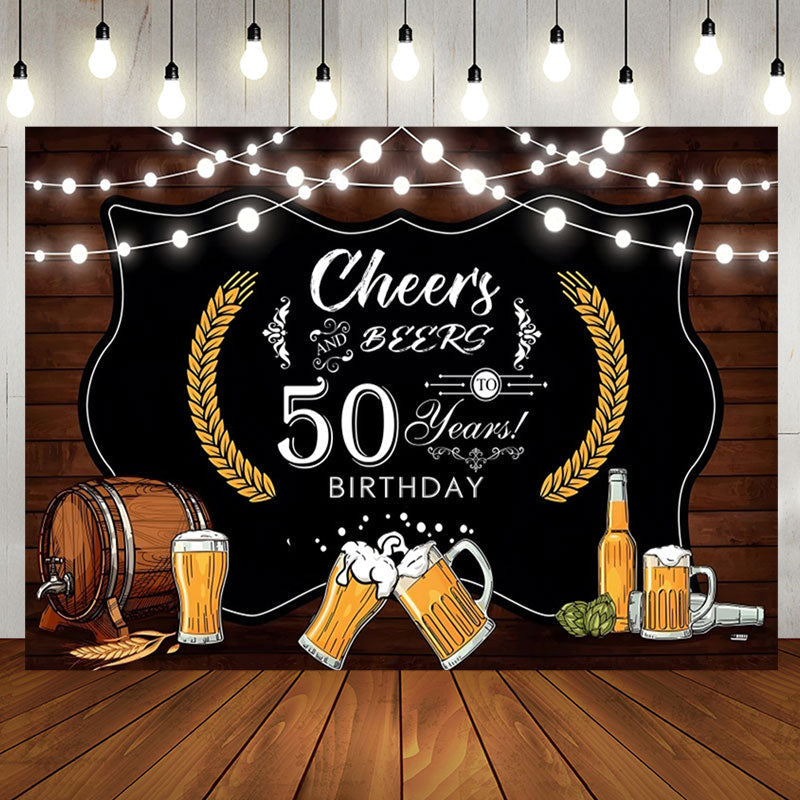 Brown Barrel Ball And Beers 50Th Birthday Backdrop - Aperturee