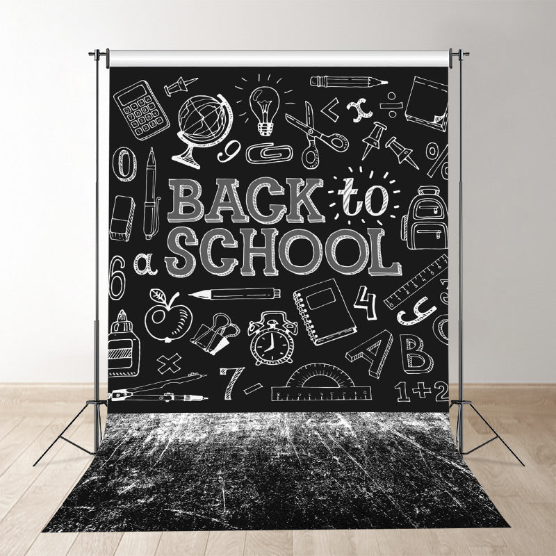 Chalk Drawing White Black Back To School Backdrop - Aperturee