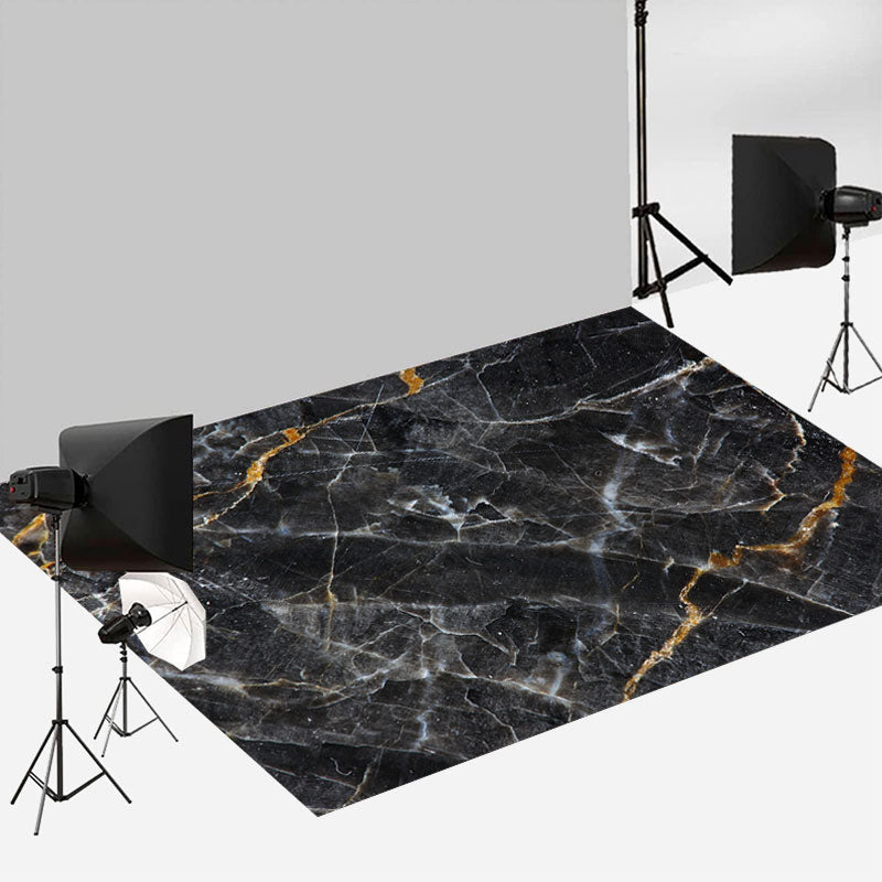 Aperturee Classic Black Crack Marble Texture Floor Backdrop | Floor Background For Photography | Floor Drops For Photography | Photography Floor Drops