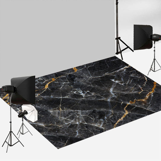 Aperturee Classic Black Crack Marble Texture Floor Backdrop | Floor Background For Photography | Floor Drops For Photography | Photography Floor Drops