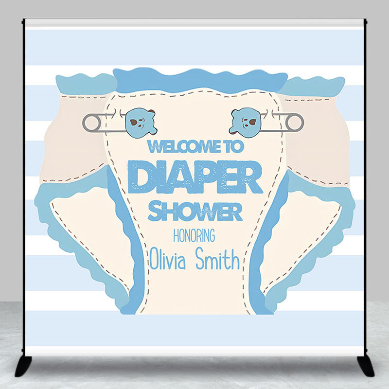 Custom Blue Diaper And Wipes Shower Baby Shower Backdrop - Aperturee