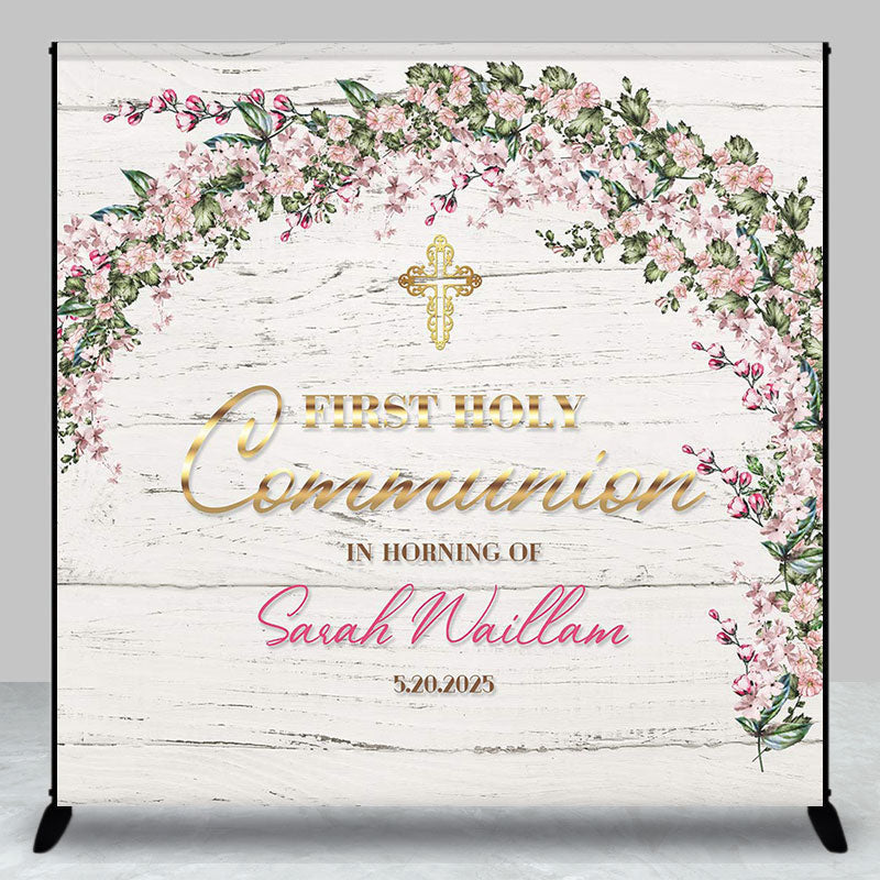 Custom Floral First Holy Communion Baptism Backdrop - Aperturee