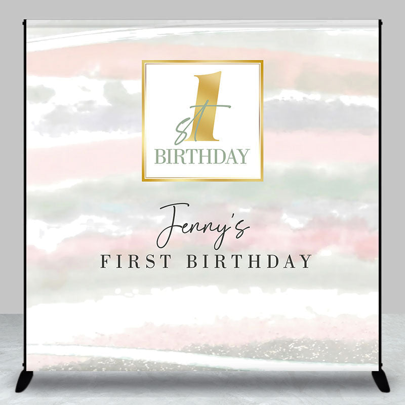 Custom Soft Foggy 1st Birthday Backdrop For Girl - Aperturee