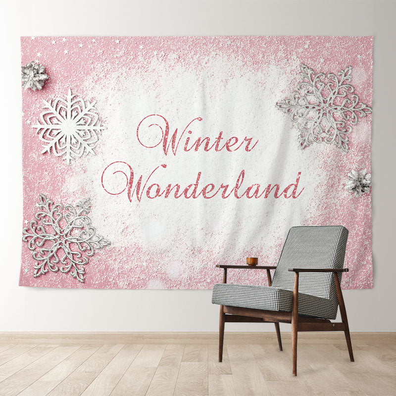 Aperturee Dusty Pink Winter Wanderland Holiday Backdrop