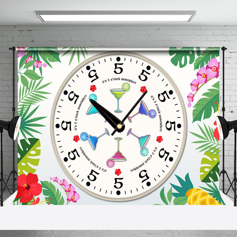 Floral Plant Its 5 Oclock Somewhere Party Backdrop - Aperturee