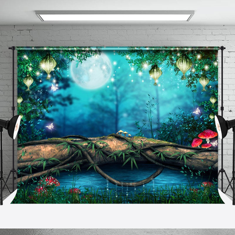 Glitter Pendant Night Forest Trunk Photo Backdrop - Aperturee