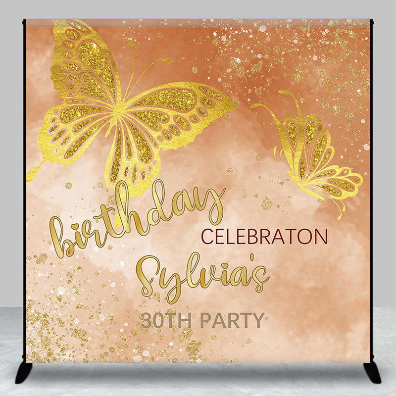 Gold Butterfly Custom 30th Birthday Party Backdrop - Aperturee